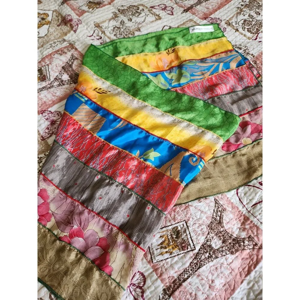 Darn Good Yarn‎ Silk Medley Scarf Reclaimed Sari Silk Floral 20×70 Inches